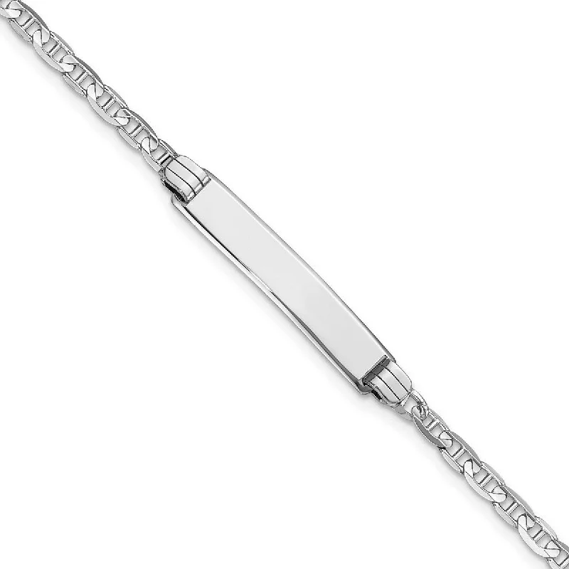 Curata 4.5mm 14k White Gold Engravable Mariner Anchor Link ID Bracelet