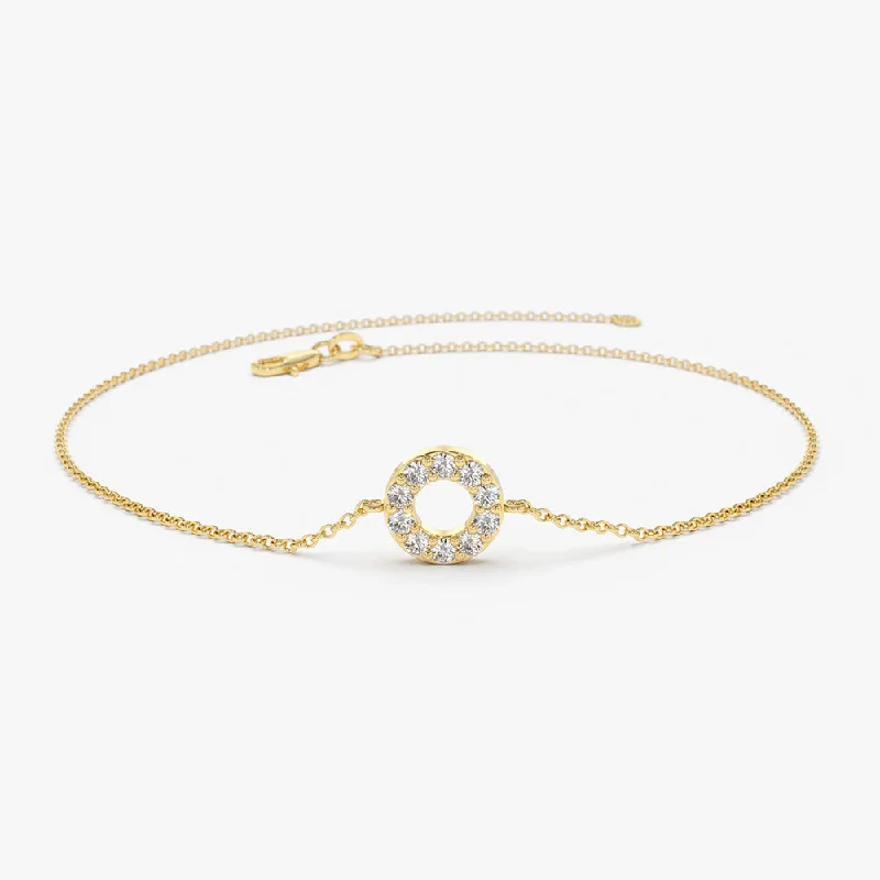 14K Gold Round Pave Diamond Bracelet