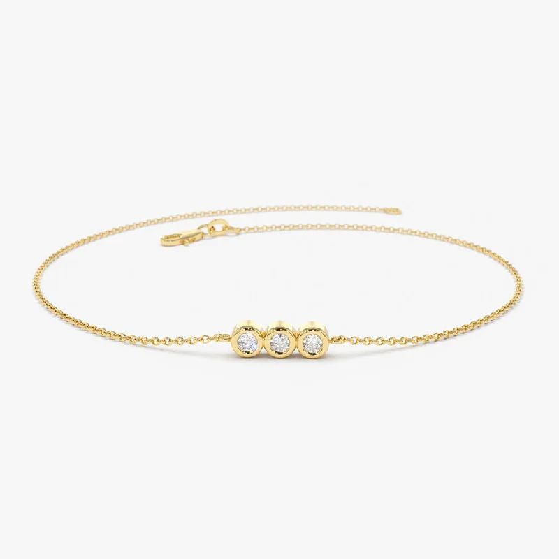 14K Gold Trio Diamond Bracelet with Thin Chain