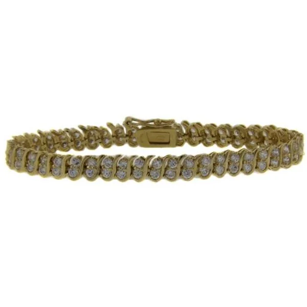 Dolce Giavonna 18k Yellow Gold over Sterling Silver Cubic Zirconia Double-row Bracelet