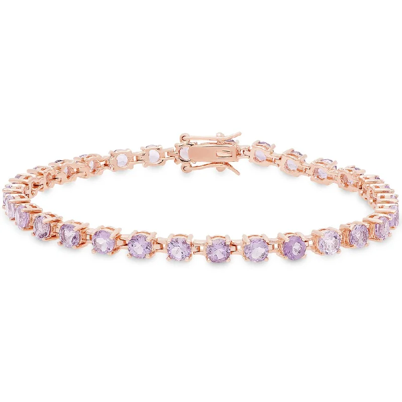 Dolce Giavonna Gold Over Silver Amethyst Tennis Bracelet