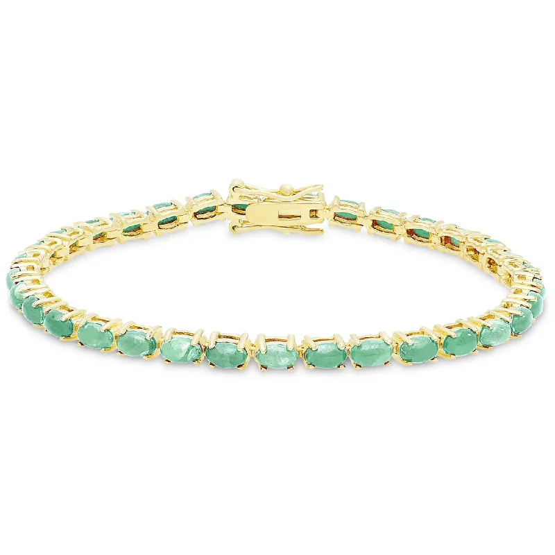 Dolce Giavonna Gold Over Silver Emerald Tennis Bracelet