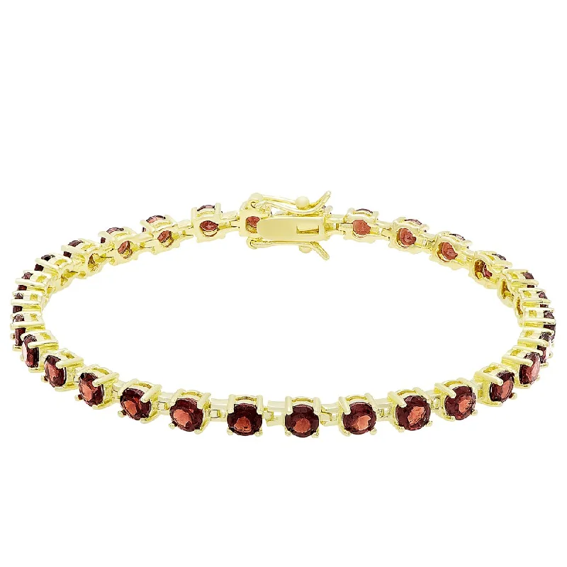 Dolce Giavonna Gold Over Silver Garnet Tennis Bracelet