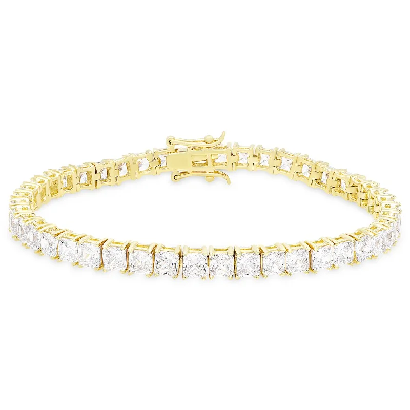 Dolce Giavonna Gold Over Silver or Sterling Silver Cubic Zirconia Tennis Bracelet