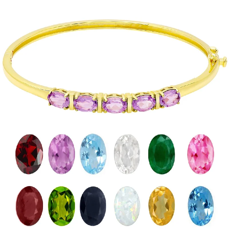 Dolce Giavonna Gold Over Sterling Silver Oval Gemstone Birthstone Bangle