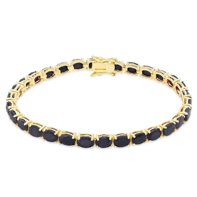 Dolce Giavonna Gold Over Sterling Silver Sapphire Tennis Bracelet - Blue/Gold