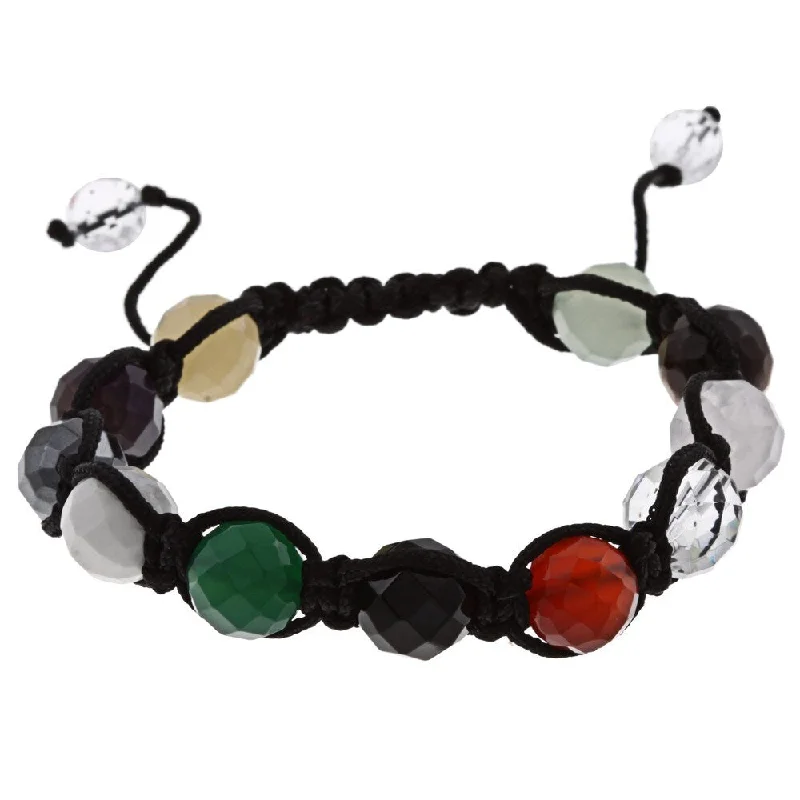 Dolce Giavonna Multi-Colored Gemstone Macrame Bead Bracelet