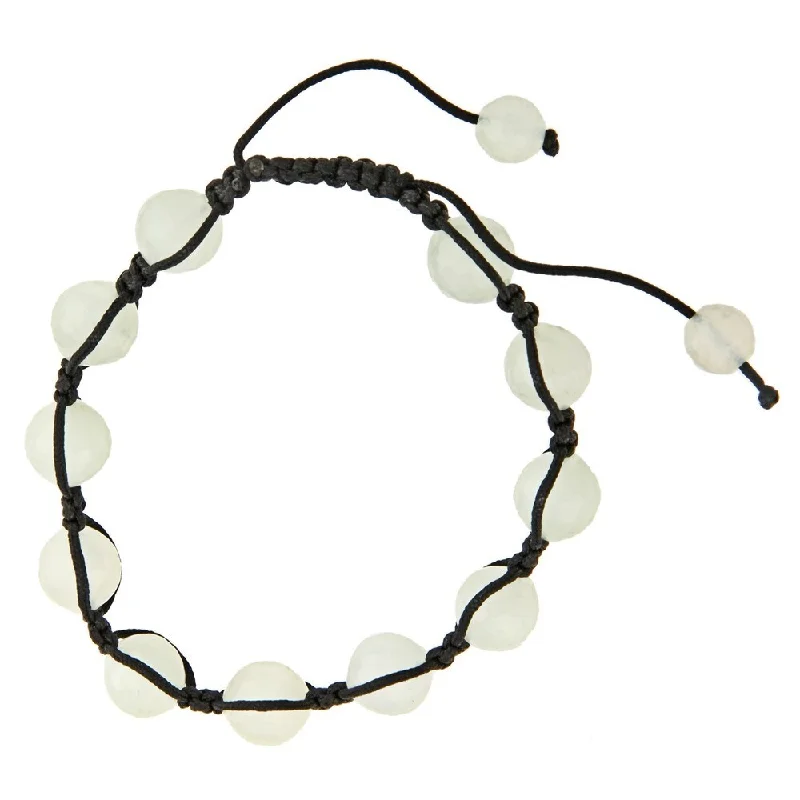 Dolce Giavonna New Jade Bead Black Macrame Bracelet