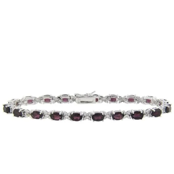 Dolce Giavonna Sterling Silver Garnet and Diamond Accent Bracelet