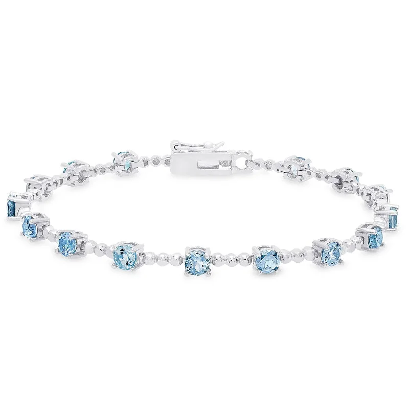 Dolce Giavonna Sterling Silver London Blue Topaz Bracelet