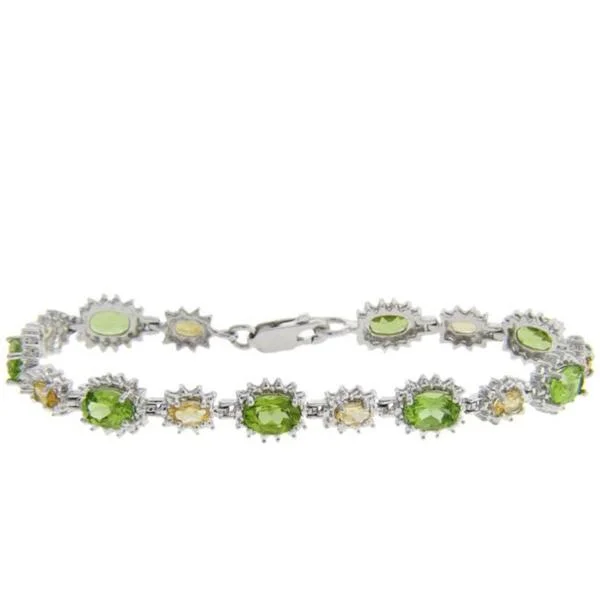 Dolce Giavonna Sterling Silver Multi-gemstone and Diamond Accent Bracelet