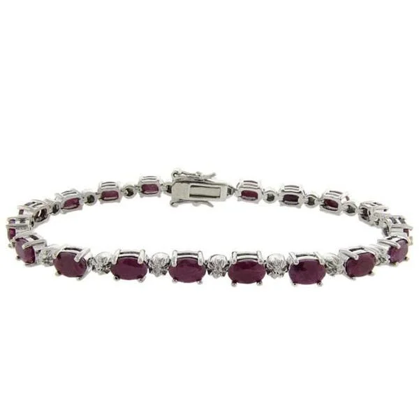 Dolce Giavonna Sterling Silver Ruby and Diamond Accent Bracelet