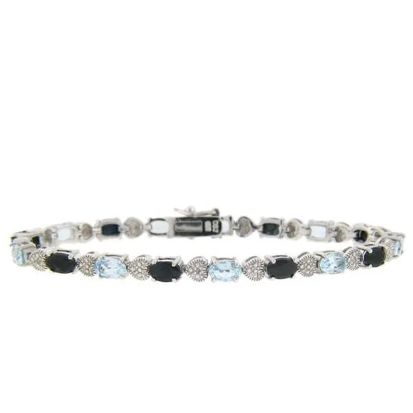 Dolce Giavonna Sterling Silver Sapphire, Blue Topaz and Diamond Accent Heart Bracelet