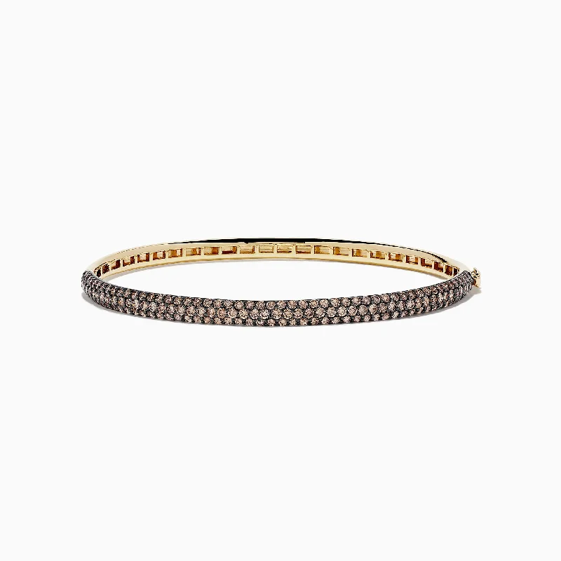 14K Yellow Gold Espresso Diamond Pave Bangle, 3.12 TCW