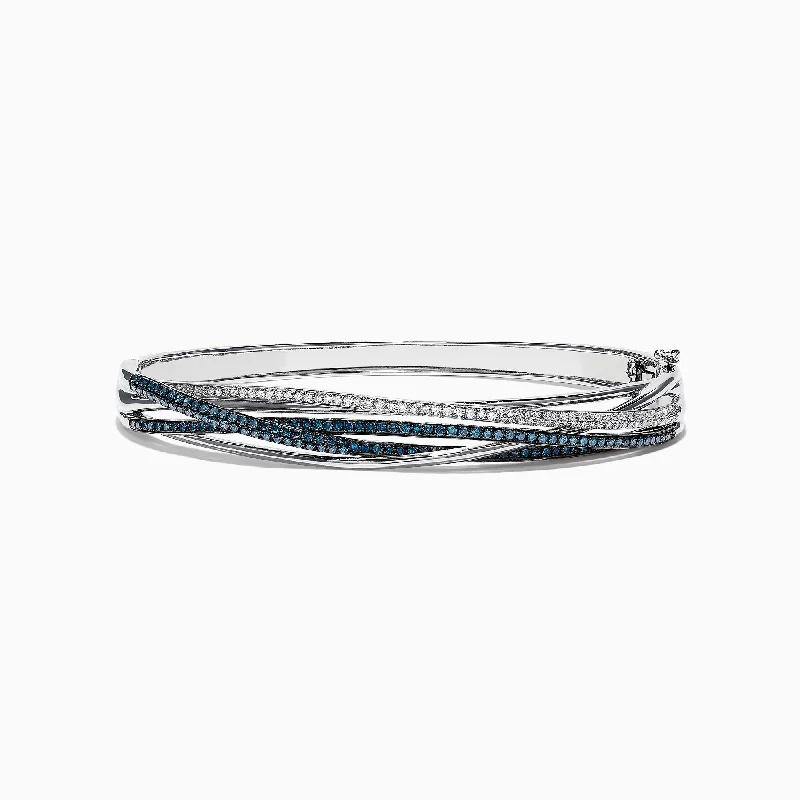 Bella Bleu 14K White Gold Blue and White Diamond Bangle, 1.17 TCW