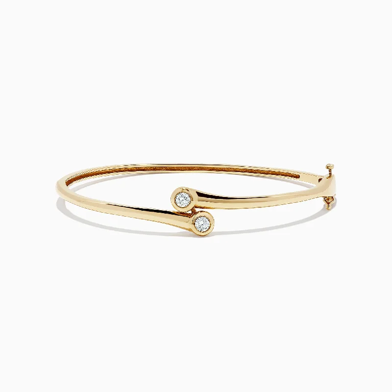 D'Oro 14K Yellow Gold Diamond Two-Of-Us Bangle, 0.39 TCW