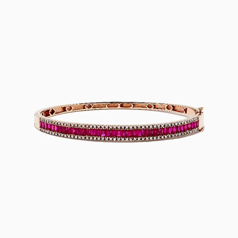 Ruby Royale 14K Rose Gold Ruby and Diamond Bangle, 3.93 TCW