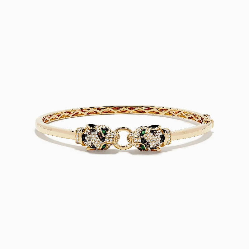 Signature 14K Yellow Gold Emerald and Multi Diamond Bangle