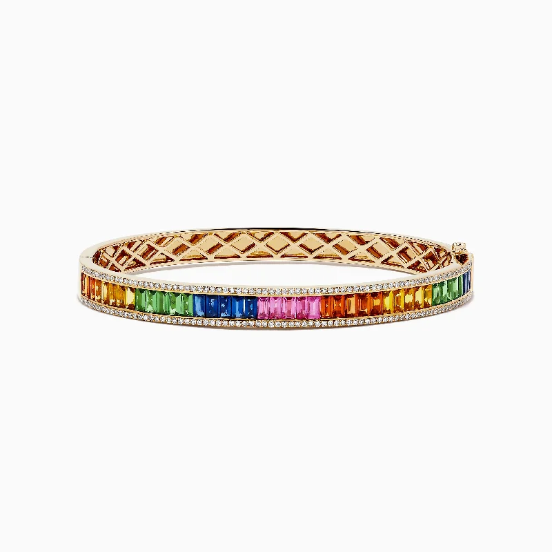 Watercolors 14K Gold Multi Sapphire and Diamond Bangle