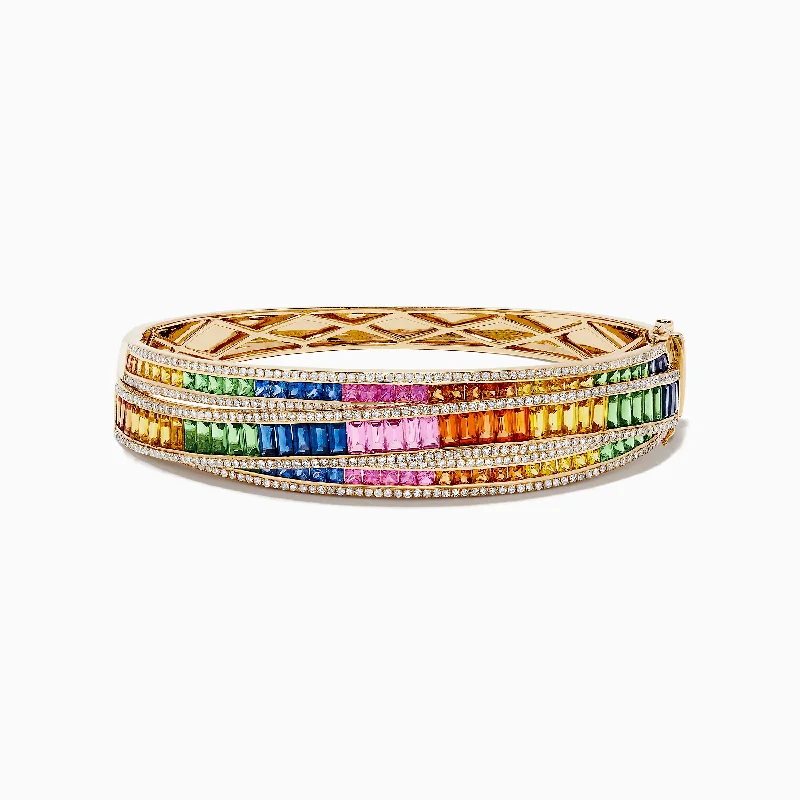 Watercolors 14K Gold Multi Sapphire and Diamond Bangle