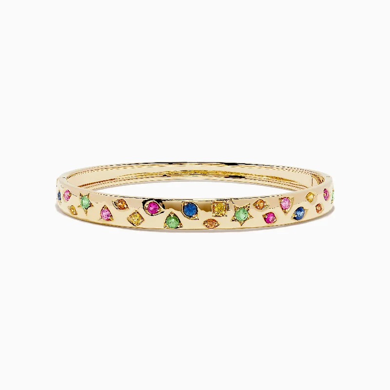 Watercolors 14K Yellow Gold Multi Sapphire Bangle