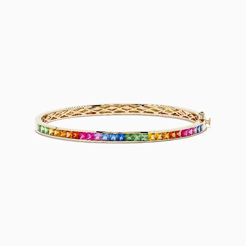 Watercolors 14K Yellow Gold Multi Sapphire Bangle