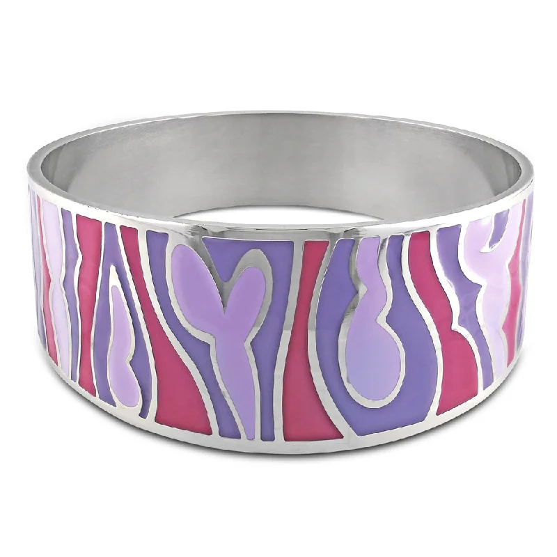 Miadora Stainless Steel Colored Epoxy Bangle Bracelet