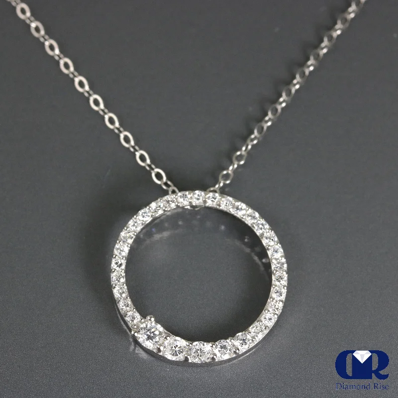 0.83 Ct Round Cut Diamond Loop Pendant In 14K Gold With 16" Chain