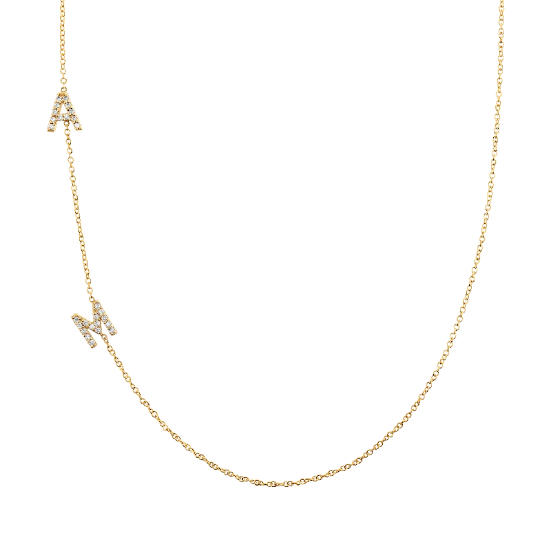 Diamond Asymmetrical Multi Initial Necklace