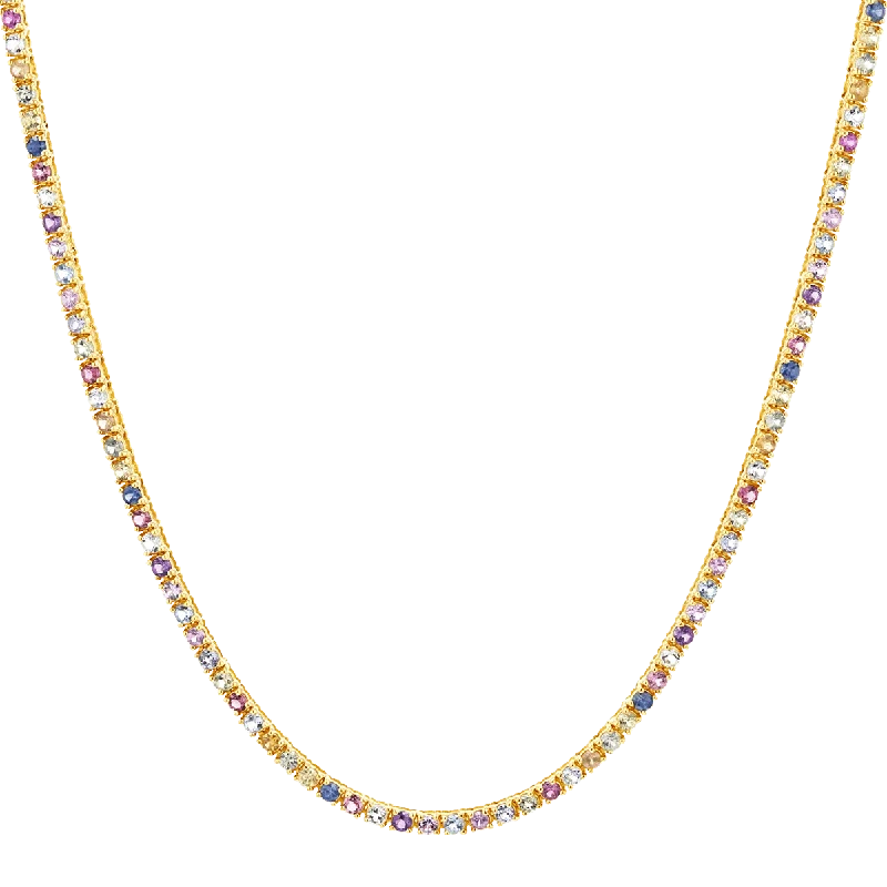 Rainbow Gemstone Tennis Necklace