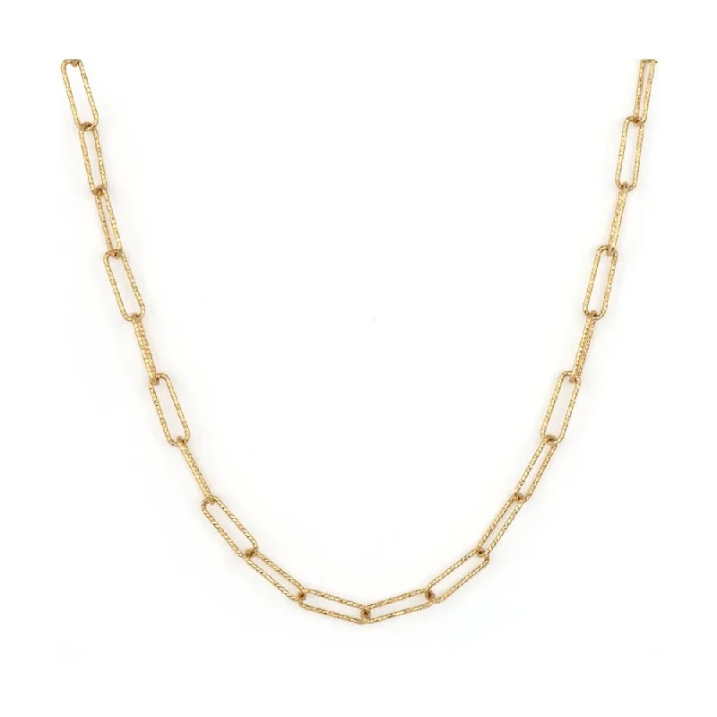 14K Yellow Gold Diamond Cut Paperclip Chain Necklace