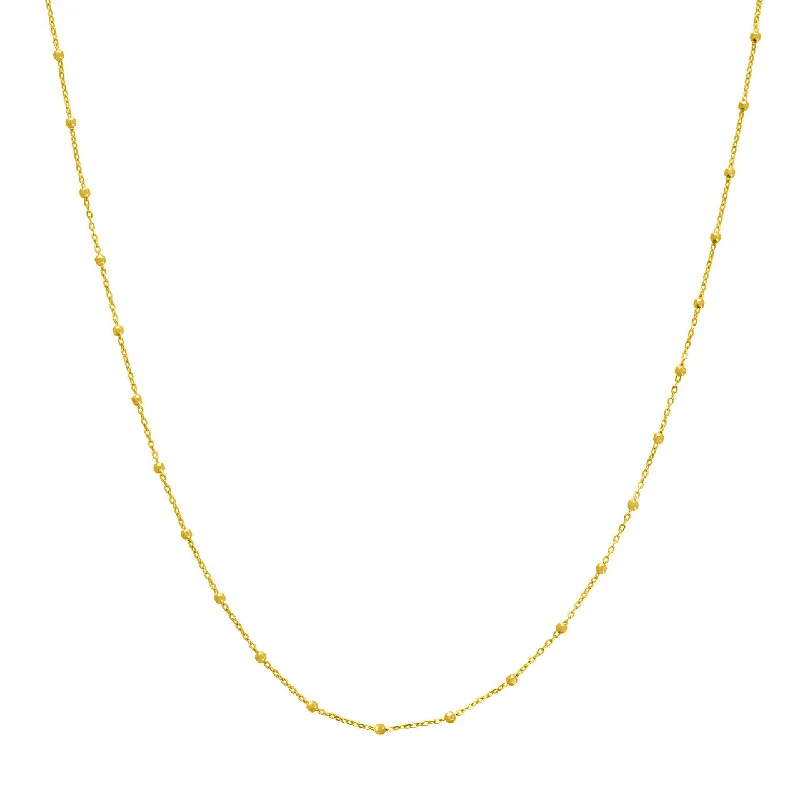 14K Yellow Gold Faceted Bead Saturn Chain Necklace