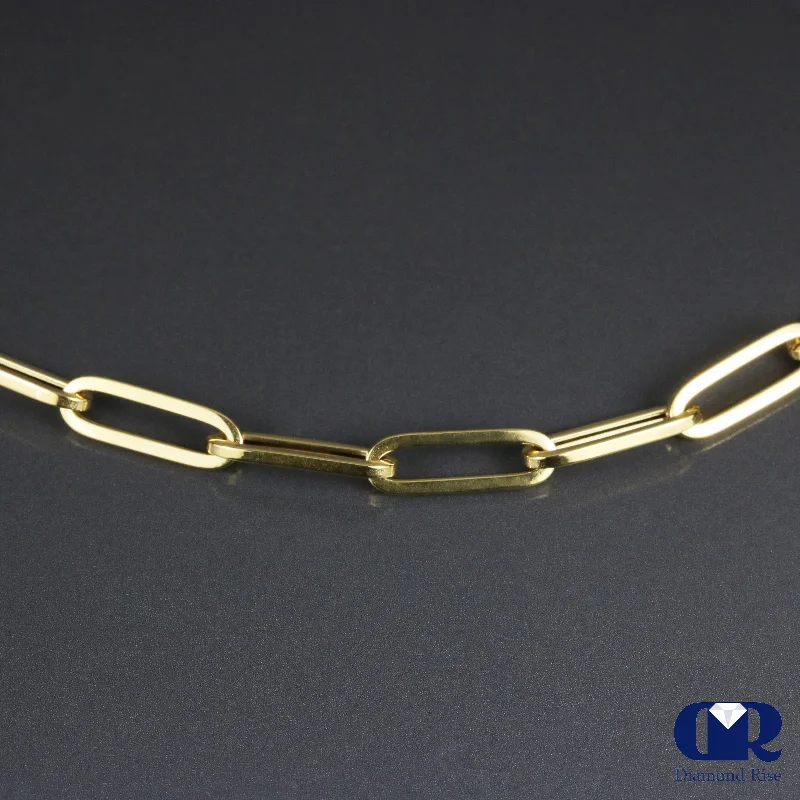 20" 14K Yellow Gold Paper Clip Link Chain Necklace