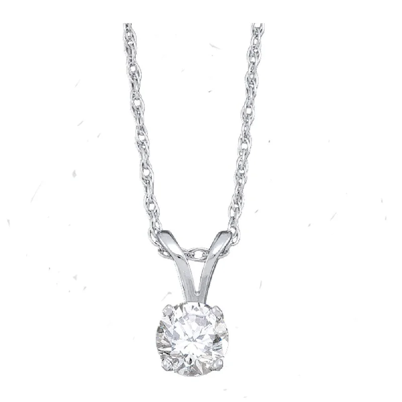 14kt White Gold Womens Round Diamond Solitaire Pendant 1 Cttw