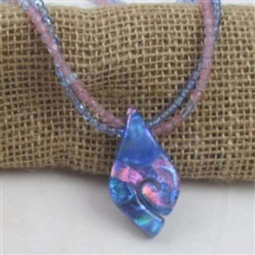 Blue & Pink Handmade Artisan Pendant Necklace