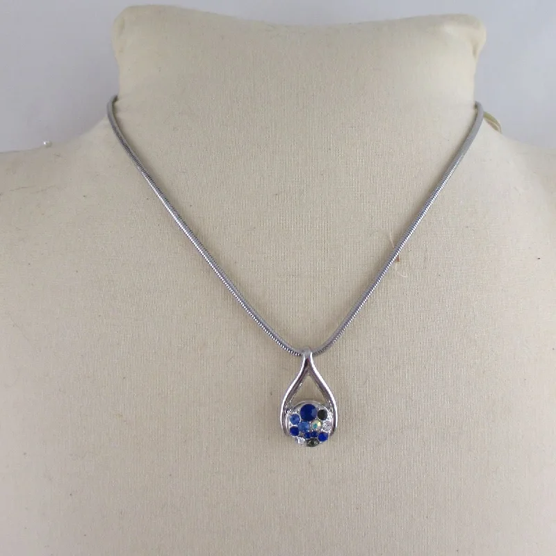 Shades of Blue Crystal  Pendant Necklace