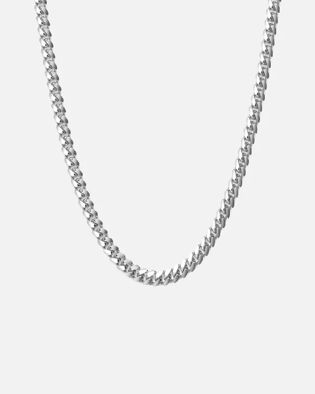 5mm Cuban Chain - Solid White Gold