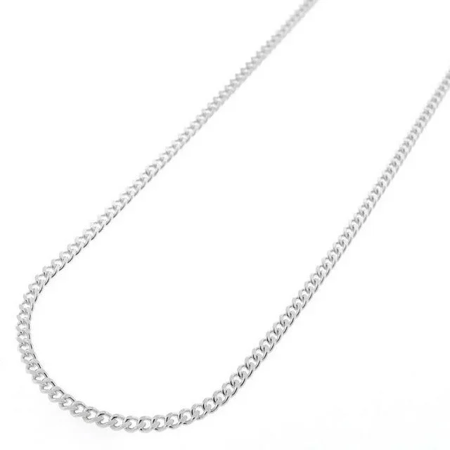 925 Sterling Silver 2mm Cuban Chain Necklace, 16” to 30”, with Lobster Clasp, for Women, Girls, Unisex