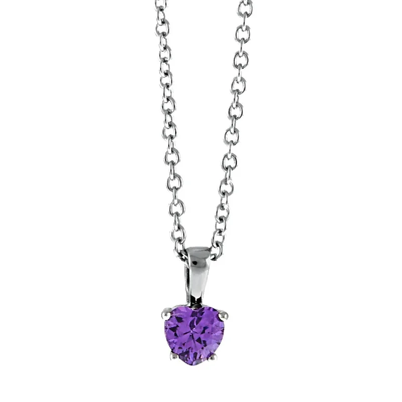 Amy: 0.75ct Heart Cut Amethyst Ice CZ Silver Chain Pendant