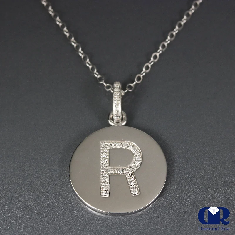 Diamond Letter Pendant Necklace With  Chain