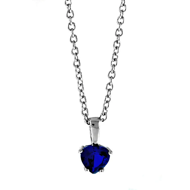 Jacinda: 0.75ct Heart Cut created Blue Sapphire Silver Chain Pendant