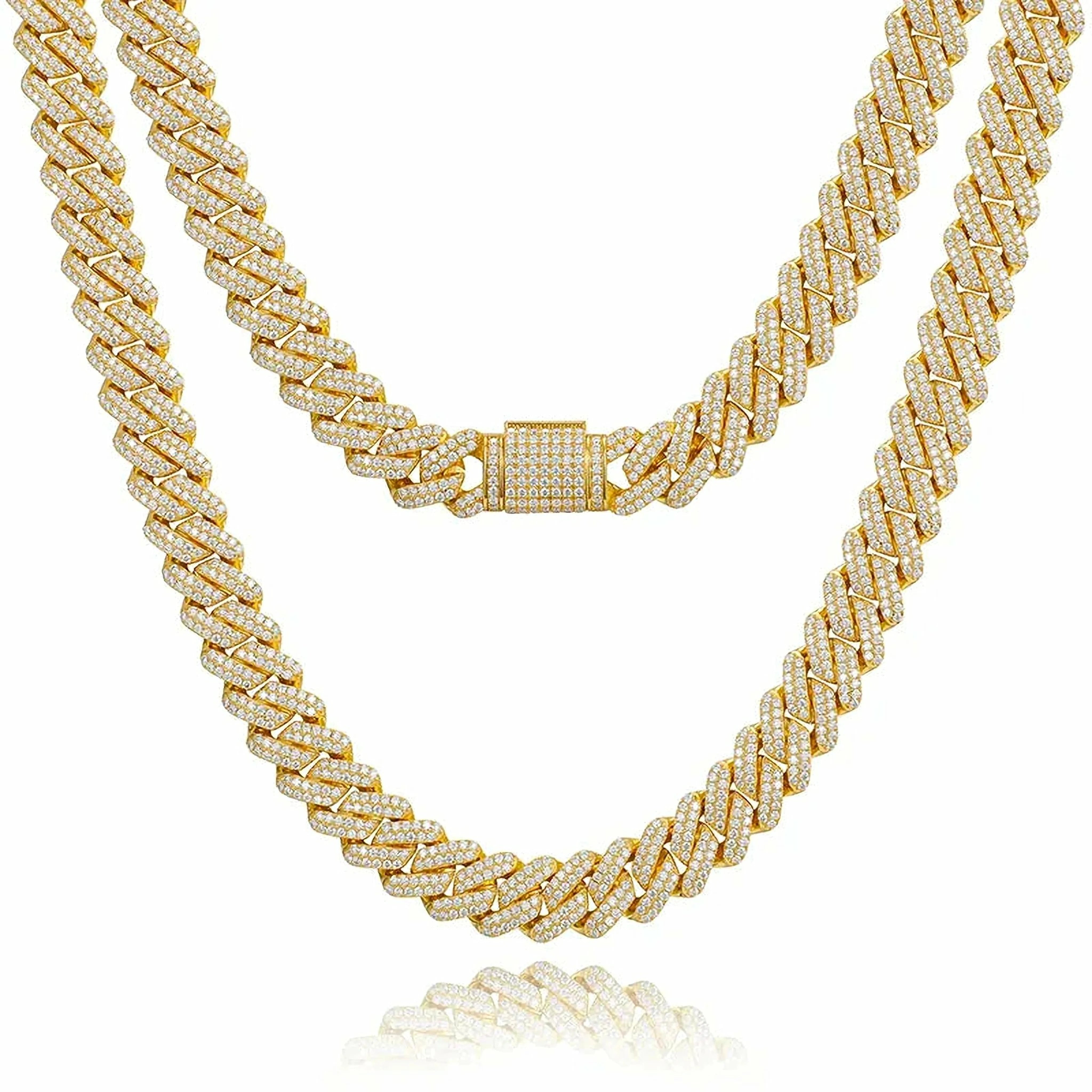 Lab Diamond Cuban Chain Necklace - 12mm