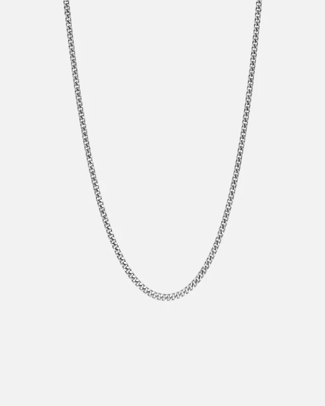 MICRO CUBAN CHAIN 3MM - Solid White Gold