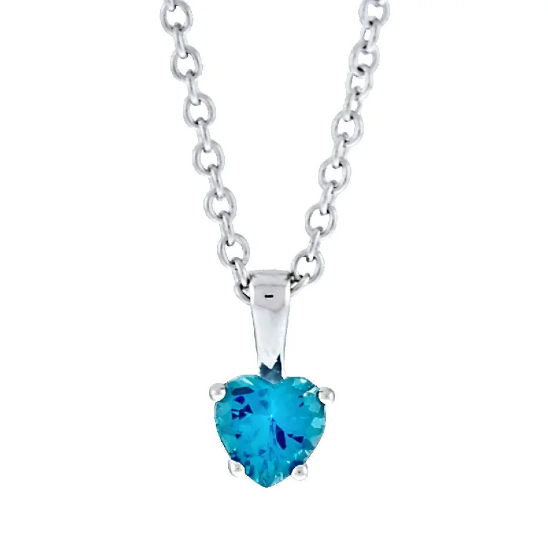 Miranda: 0.75ct Heart Cut Swiss Blue Topaz Ice CZ Silver Chain Pendant