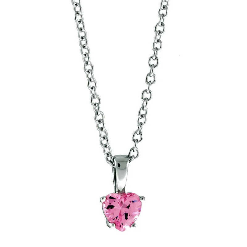 Patsy: 0.75ct Heart Cut Pink Sapphire Ice CZ Silver Chain Pendant