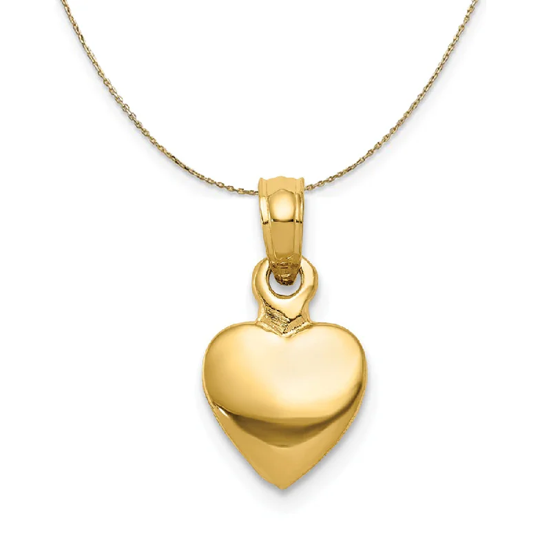 14k Yellow Gold Hollow Polished Mini Heart Necklace