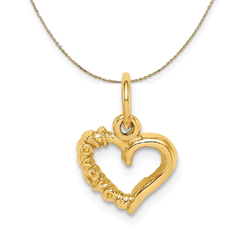 14k Yellow Gold I Love You Heart Charm (10mm) Necklace