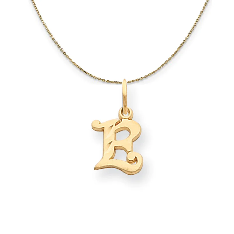 14k Yellow Gold, Isabelle, Mini Letter E Initial Necklace