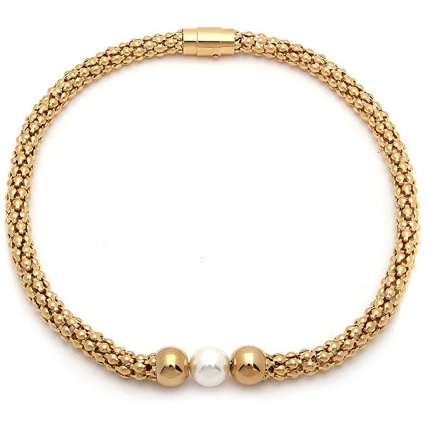 18 KT Gold Plated Italian Accent Necklace with Pearl