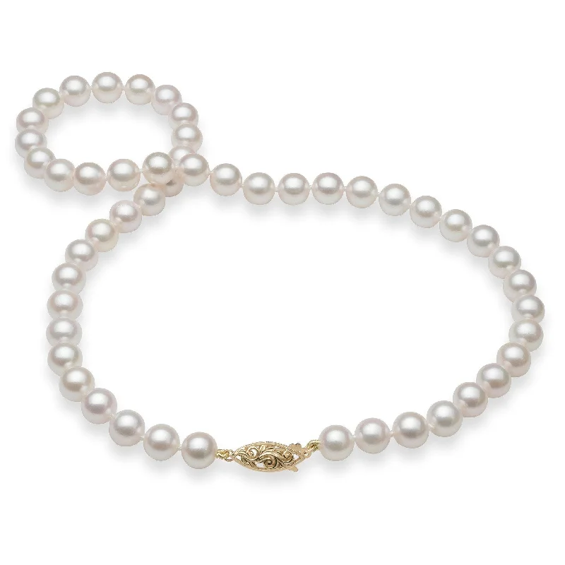 18-19" Akoya White Pearl Strand with Gold Clasp - 8-8.5mm